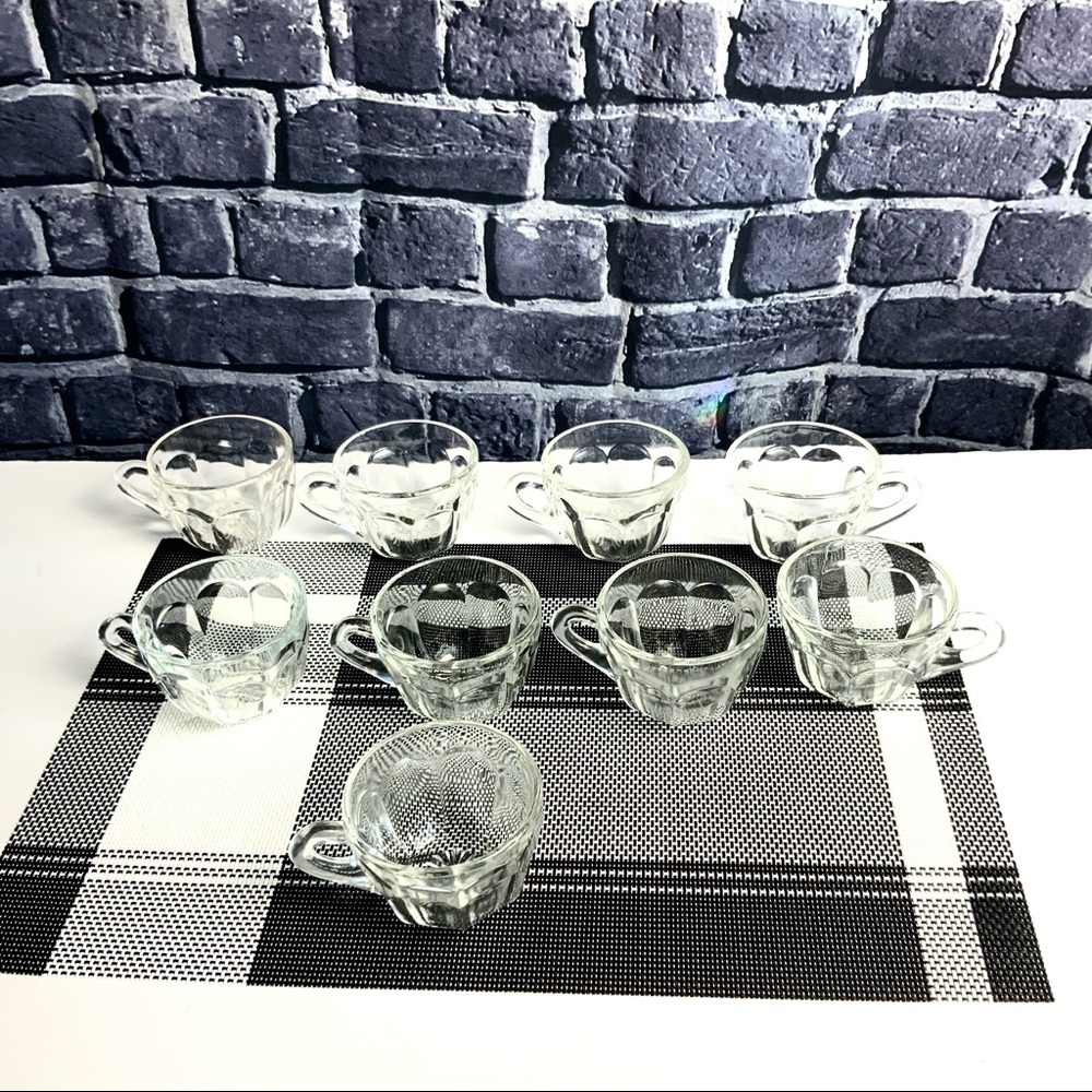 9 Vintage Heisey Glass Paneled Punch Cups 4 oz